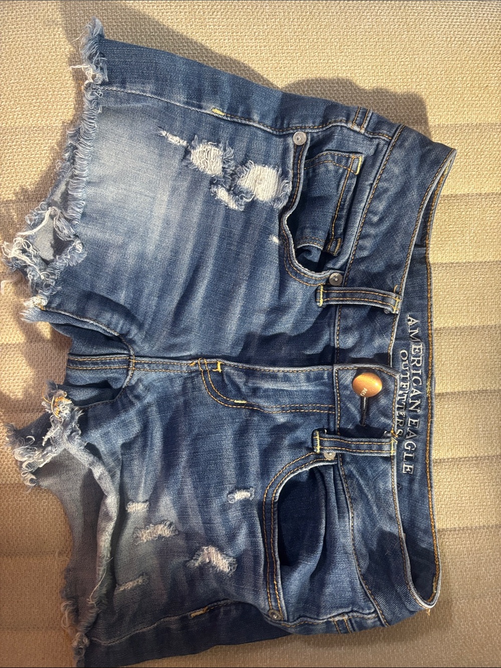 American Eagle Outfitters Distressed Blue Denim Cutoff Shorts